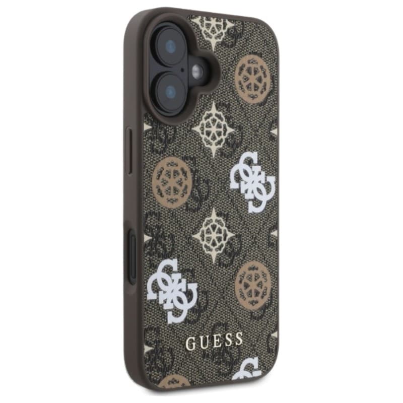 Guess Peony On 4G Background MagSafe - Case for iPhone 16 (brown) - 4