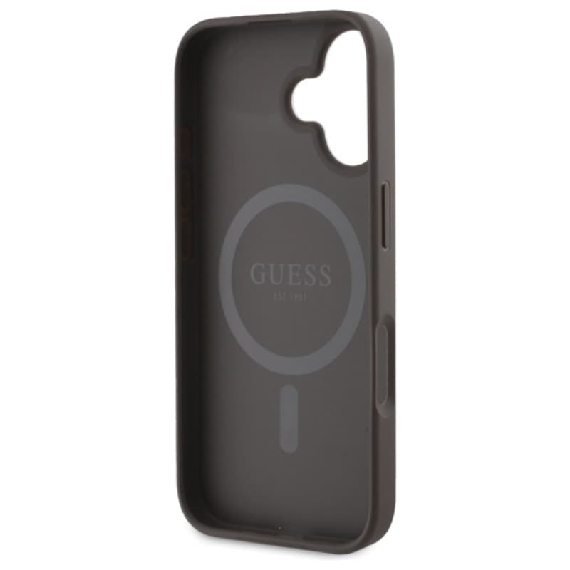 Guess Peony On 4G Background MagSafe - Case for iPhone 16 (brown) - 7