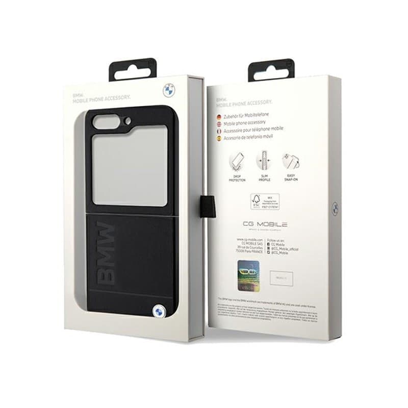 BMW Leather Hot Stamp - Samsung Galaxy Z Flip 5 Case (Black) - 8