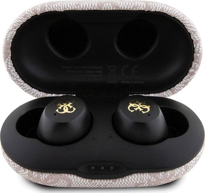 Guess 4G Metal Logo - TWS ENC Bluetooth headphones + charging case (pink) - 4