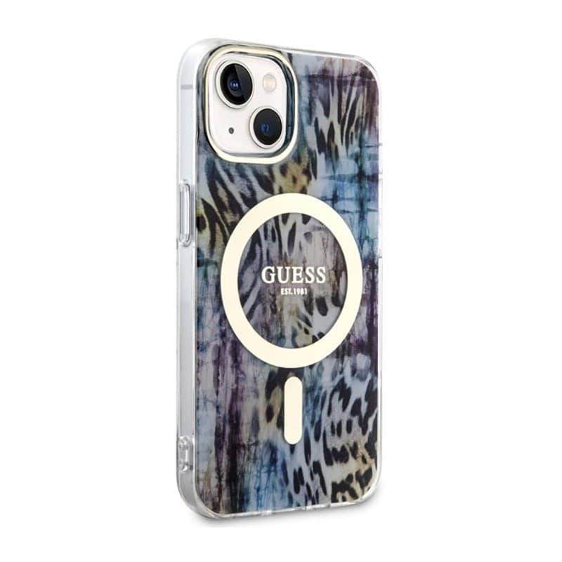 Guess Leopard MagSafe - Case for iPhone 14 (Blue) - 4