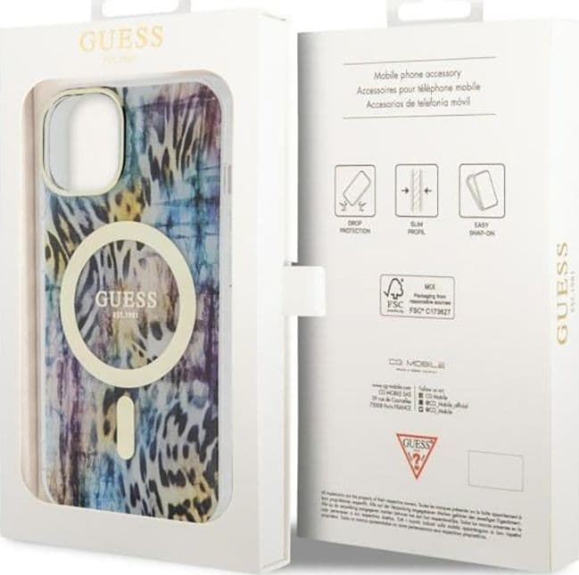 Guess Leopard MagSafe - Case for iPhone 14 (Blue) - 8