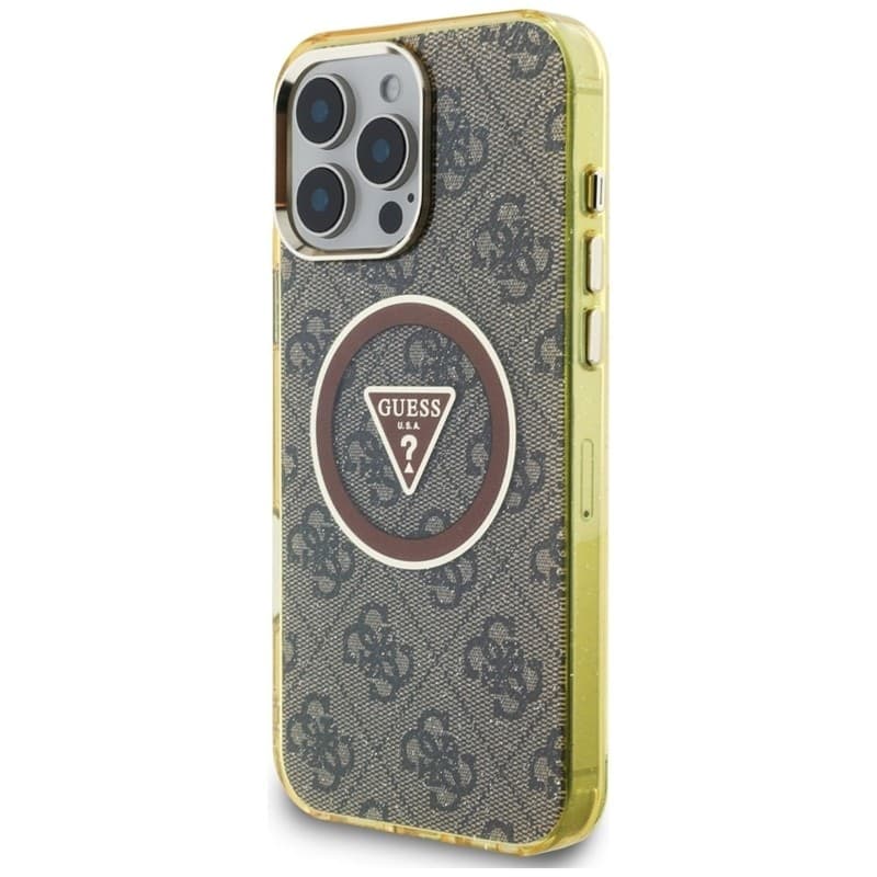 Guess IML Metal Glitter 4G Circle Triangle MagSafe - Case for iPhone 16 Pro (brown) - 2