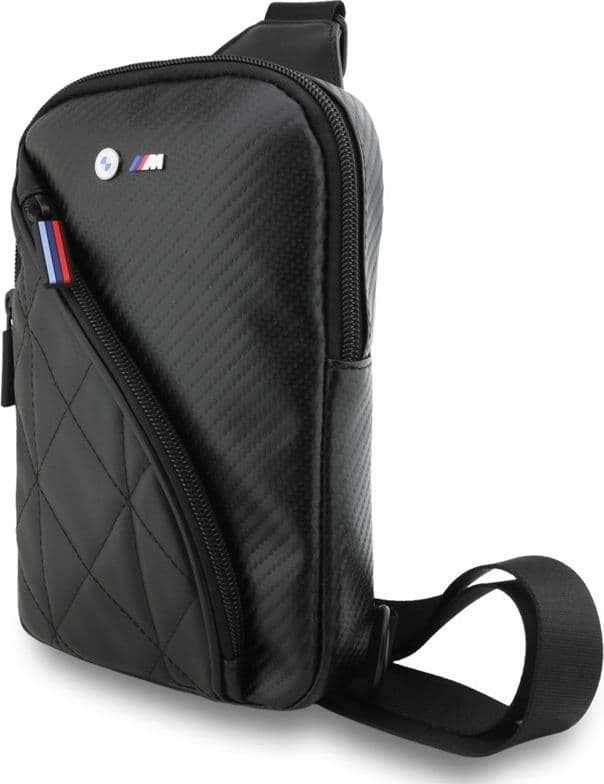 Borsa a tracolla per telefono BMW Carbon Pocket e logo in metallo (nera) - 2