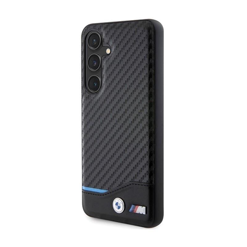 BMW Leather Carbon Blue Line - Case for Samsung Galaxy S24 (black) - 2
