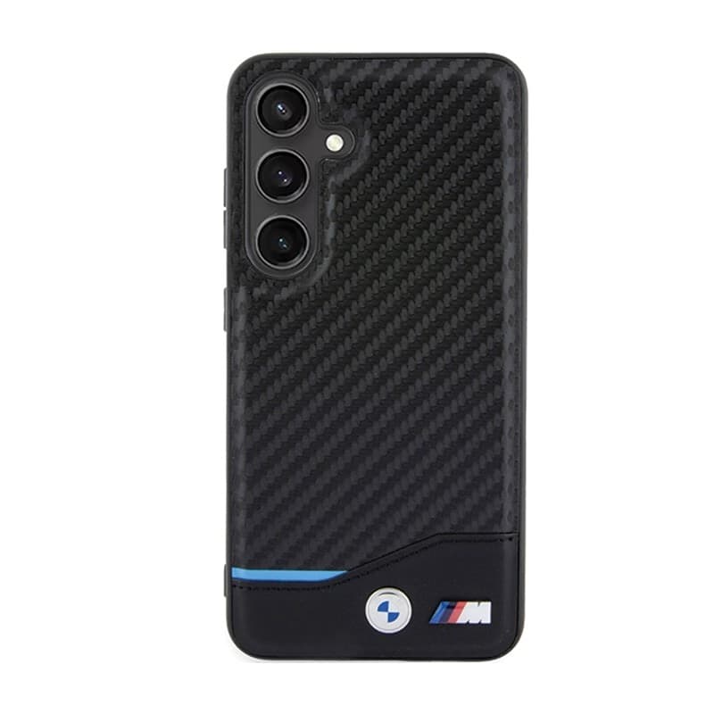 BMW Leather Carbon Blue Line - Case for Samsung Galaxy S24 (black) - 3