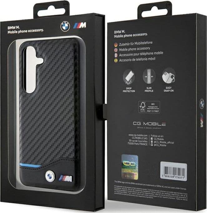 BMW Leather Carbon Blue Line - Case for Samsung Galaxy S24 (black) - 8