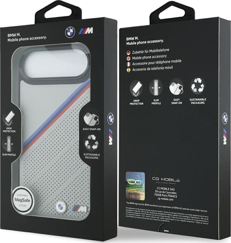 Custodia MagSafe per iPhone Air con logo tricolore in metallo BMW M (grigio) - 8