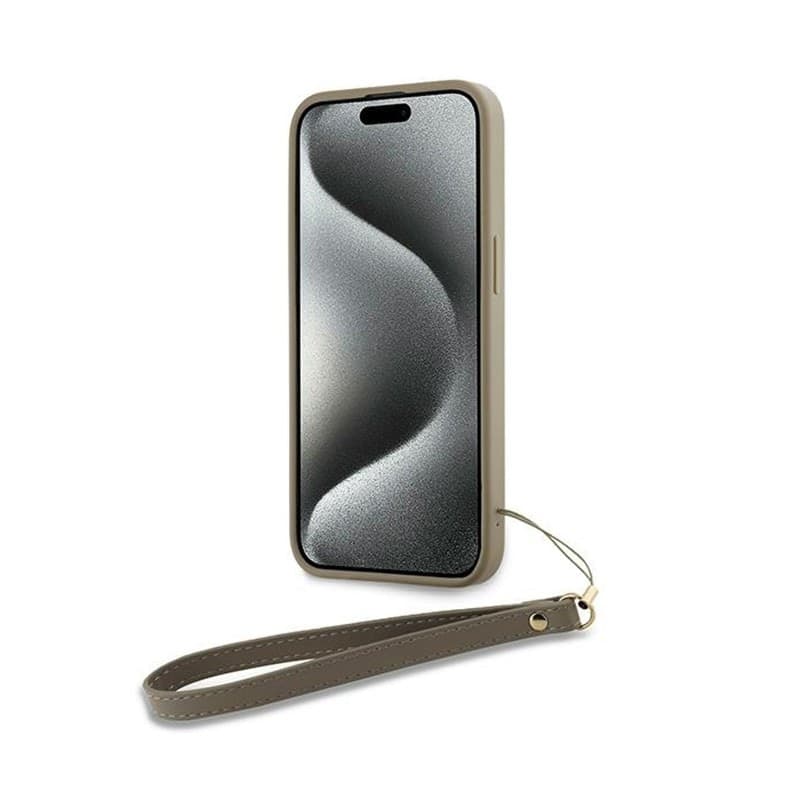 DKNY Wrist Strap Stock Logo - Case for iPhone 15 Pro Max (Beige) - 4