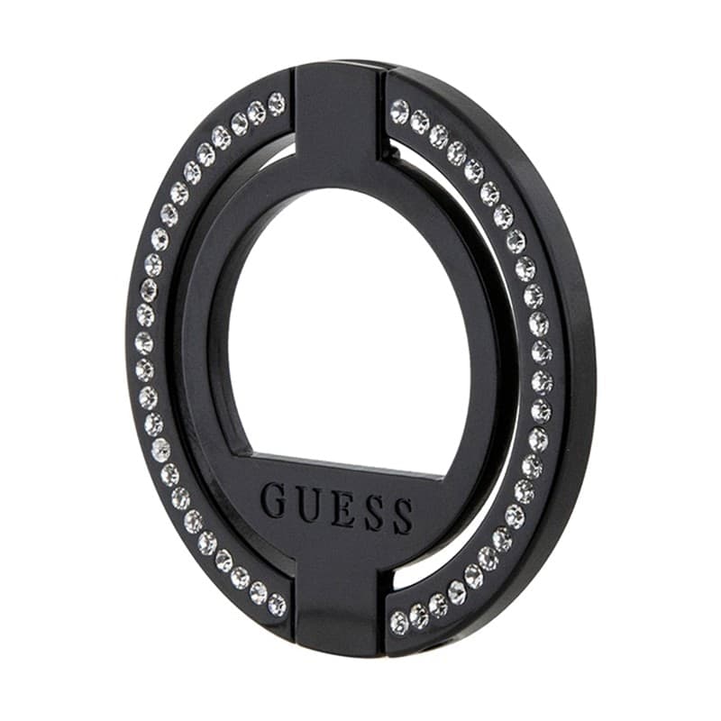 Guess MagSafe Ring Stand Rhinestone - Magnetic finger holder for phone with stand function (Black) - 2