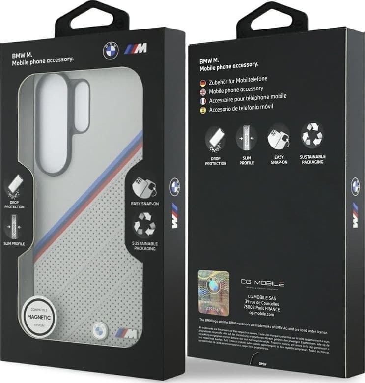 Custodia MagSafe con logo tricolore in metallo BMW - Samsung Galaxy S26 Ultra (grigio) - 8