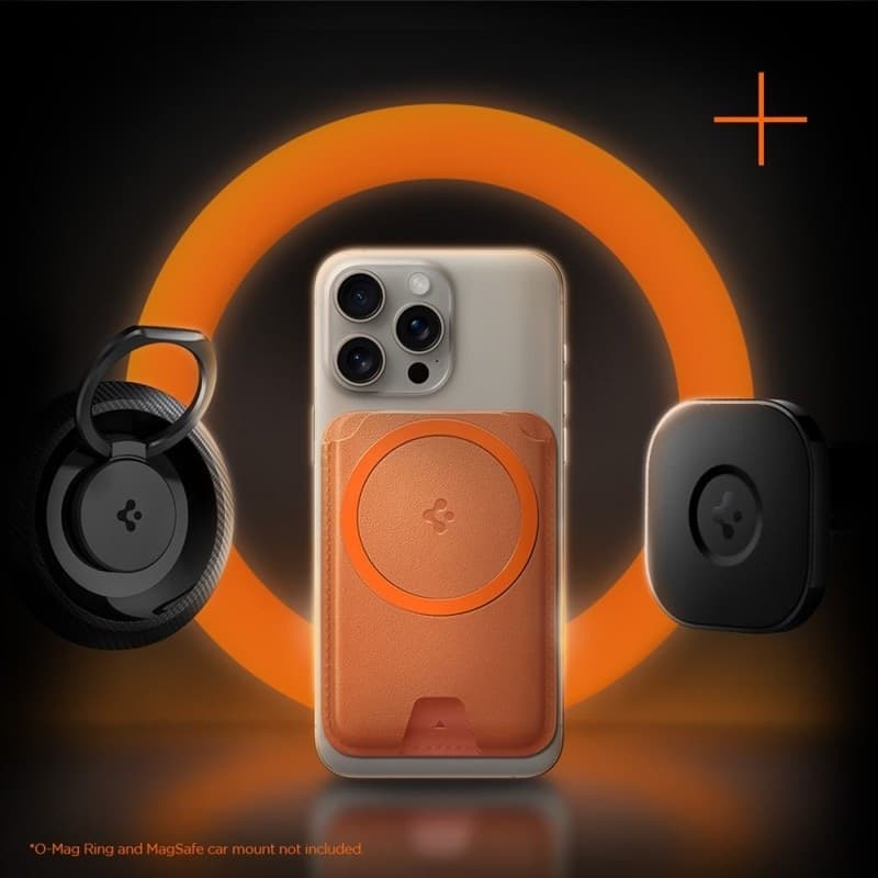Spigen Valentinus MagFit + MagSafe - Portafoglio magnetico (arancione metallizzato) - 9