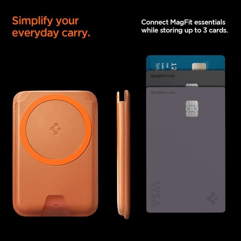 Spigen Valentinus MagFit + MagSafe - Portafoglio magnetico (arancione metallizzato) - 10