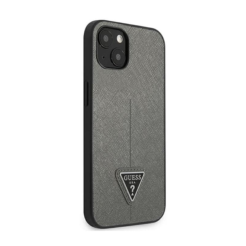 Guess Saffiano Triangle Logo Case - Case for iPhone 14 Plus (Silver) - 4
