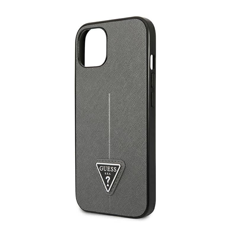 Guess Saffiano Triangle Logo Case - Case for iPhone 14 Plus (Silver) - 6