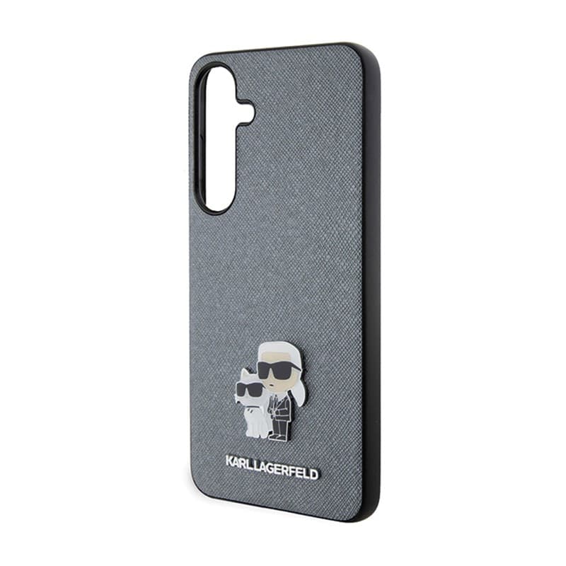 Karl Lagerfeld Saffiano Karl & Choupette Metal Pin - Samsung Galaxy S24 Case (grey) - 6