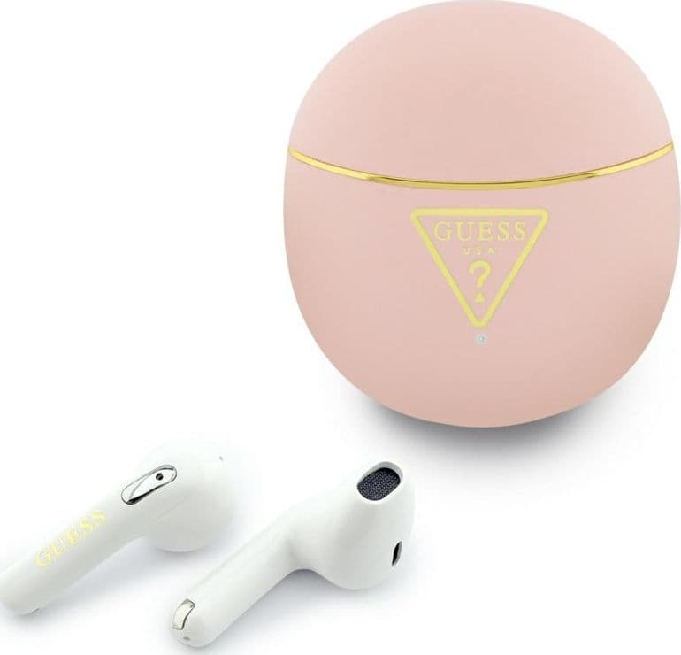 Guess Gold Line Triangle - Auricolari Bluetooth TWS + Custodia di ricarica (Rosa)
