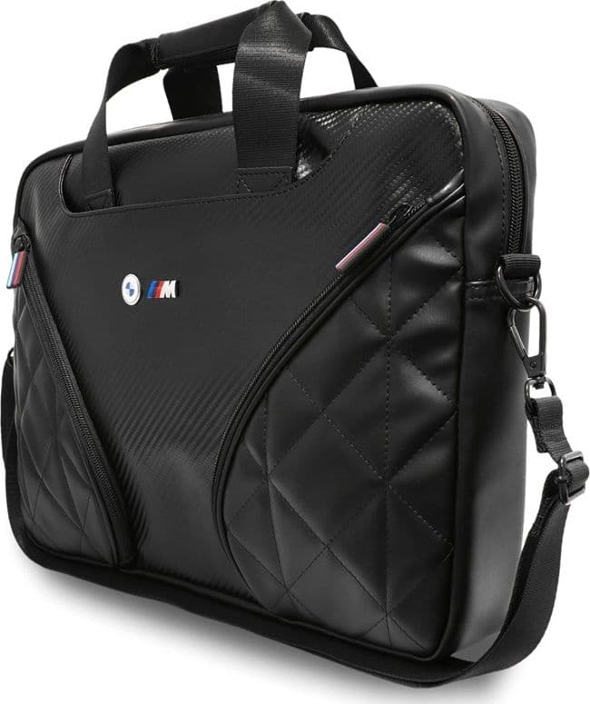 BMW Carbon Pockets e logo in metallo - Borsa per notebook da 16" (nera) - 2