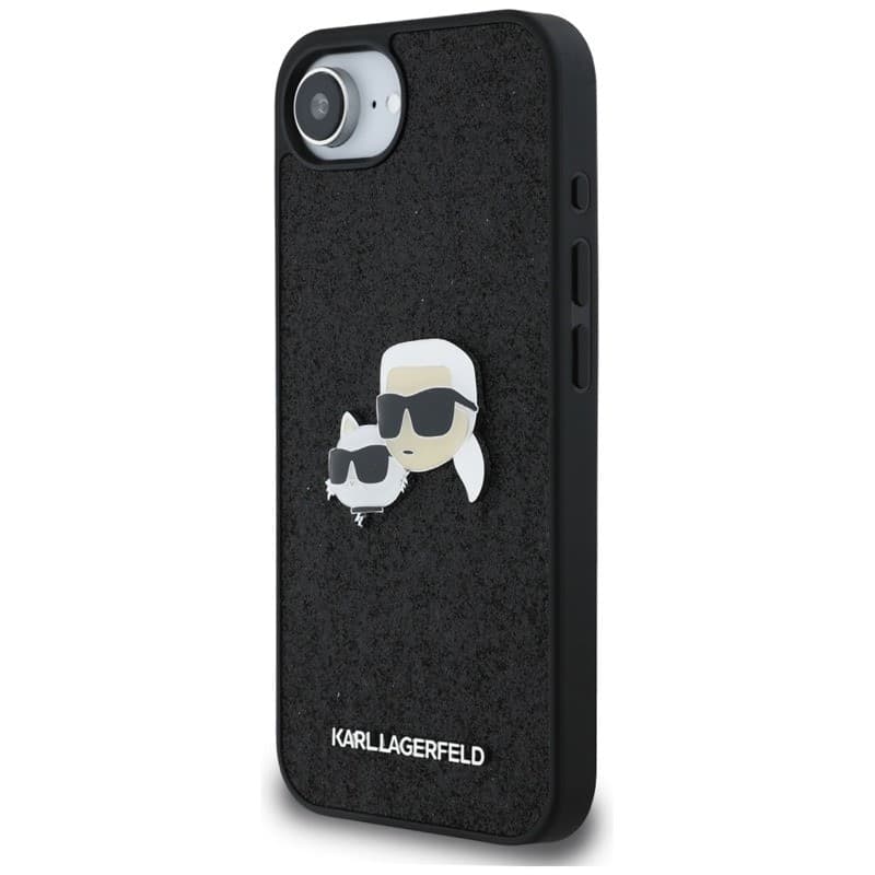 Karl Lagerfeld Fixed Glitter Karl & Choupette Heads Metal Pin - Case for iPhone 16e (black) - 2