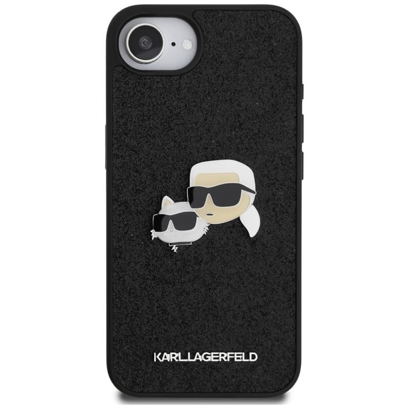Karl Lagerfeld Fixed Glitter Karl & Choupette Heads Metal Pin - Case for iPhone 16e (black) - 3
