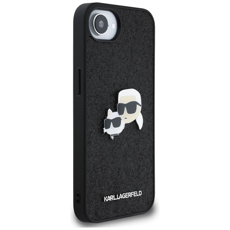 Karl Lagerfeld Fixed Glitter Karl & Choupette Heads Metal Pin - Case for iPhone 16e (black) - 4
