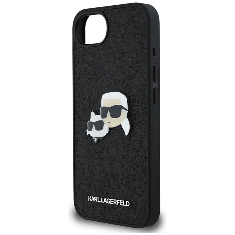 Karl Lagerfeld Fixed Glitter Karl & Choupette Heads Metal Pin - Case for iPhone 16e (black) - 6