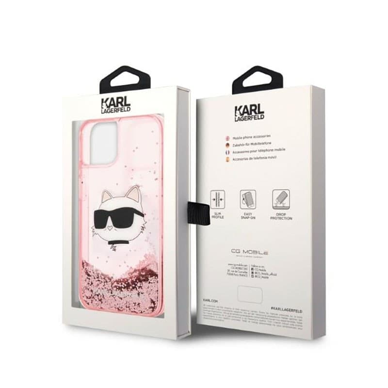 Karl Lagerfeld Liquid Glitter NFT Choupette Head - Case for iPhone 14 Plus (Pink) - 8