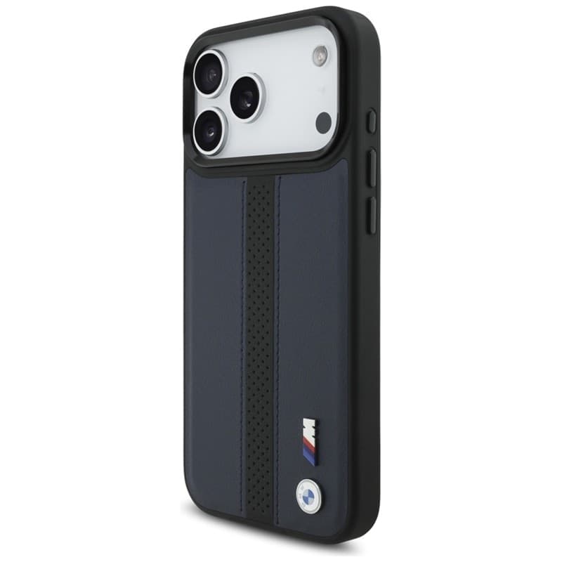 Custodia MagSafe con logo BMW M a strisce perforate per iPhone 17 Pro Max (blu navy) - 2