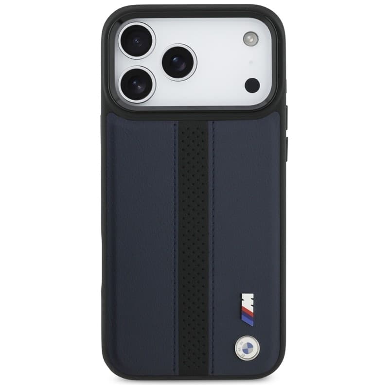 Custodia MagSafe con logo BMW M a strisce perforate per iPhone 17 Pro Max (blu navy) - 3