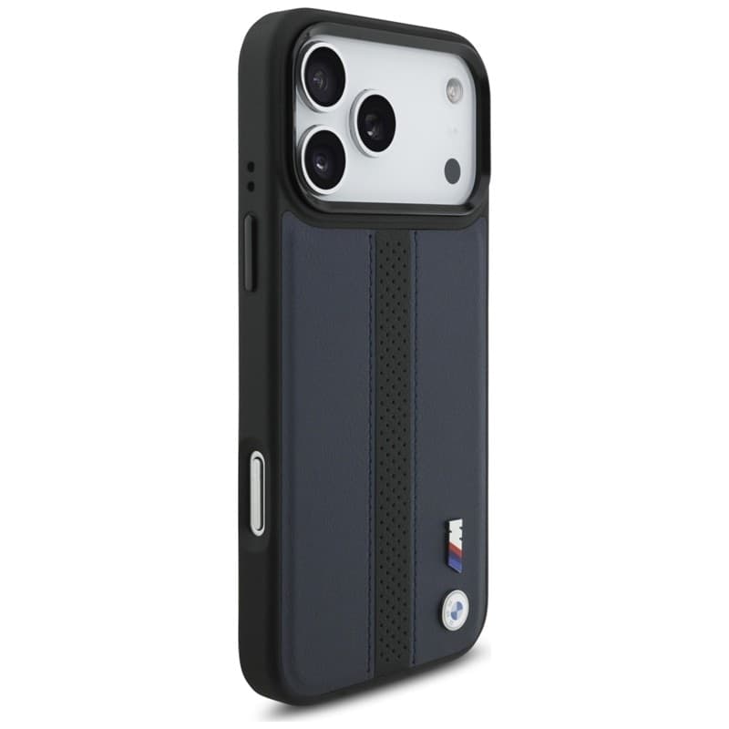 Custodia MagSafe con logo BMW M a strisce perforate per iPhone 17 Pro Max (blu navy) - 4