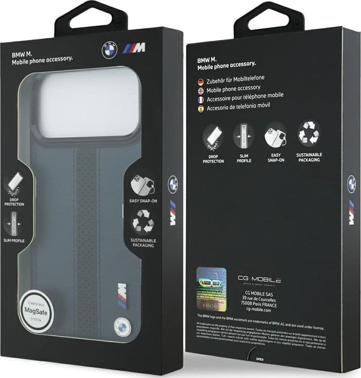 Custodia MagSafe con logo BMW M a strisce perforate per iPhone 17 Pro Max (blu navy) - 8