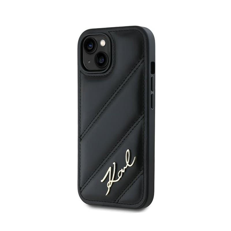 Karl Lagerfeld Diagonal Quilted Script - Case for iPhone 15 Plus / 14 Plus (Black) - 2