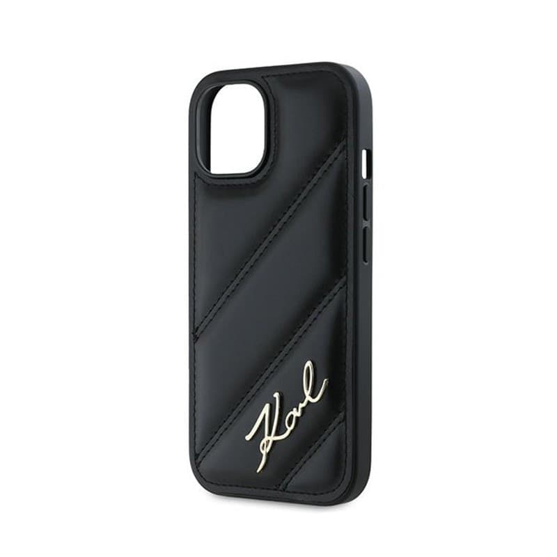 Karl Lagerfeld Diagonal Quilted Script - Case for iPhone 15 Plus / 14 Plus (Black) - 6