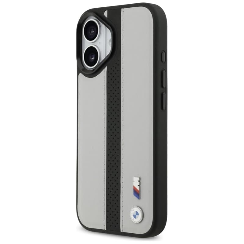 Custodia MagSafe con logo BMW M a strisce perforate per iPhone 17 (grigio) - 2