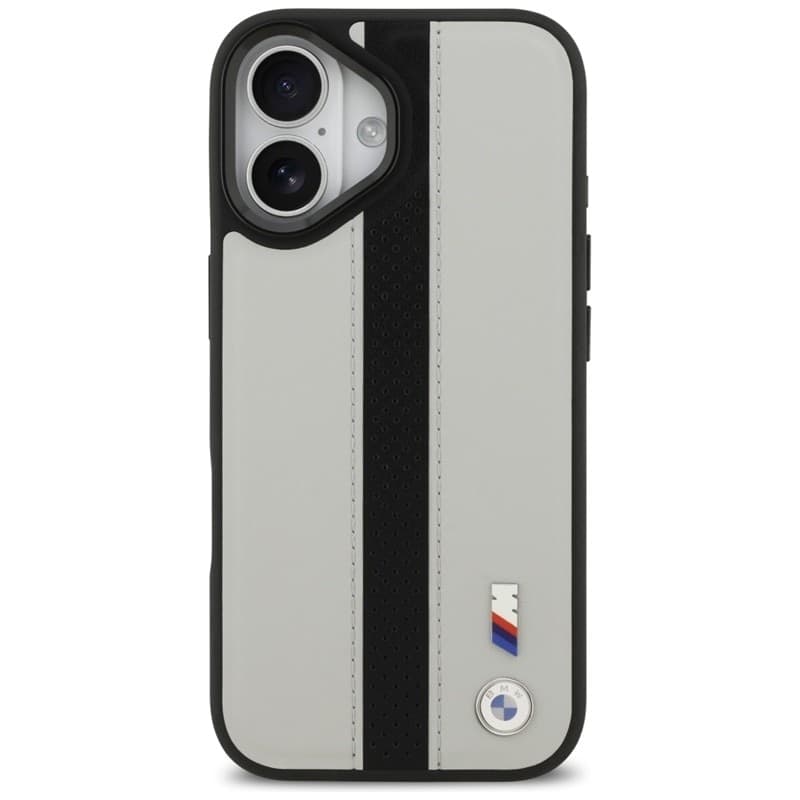 Custodia MagSafe con logo BMW M a strisce perforate per iPhone 17 (grigio) - 3