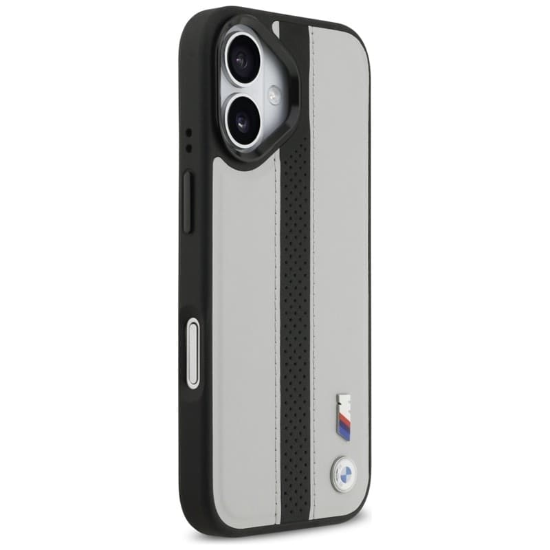 Custodia MagSafe con logo BMW M a strisce perforate per iPhone 17 (grigio) - 4