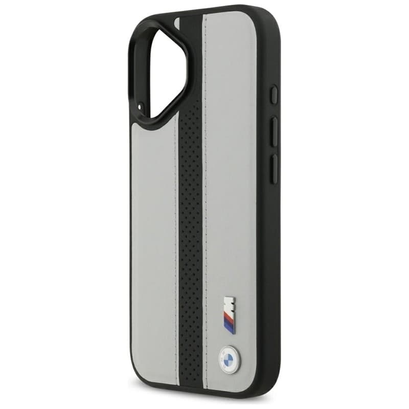 Custodia MagSafe con logo BMW M a strisce perforate per iPhone 17 (grigio) - 6