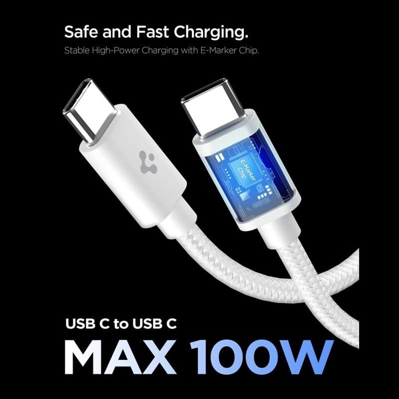 Spigen EE451EU Essential GaN Pro - Caricabatterie da parete USB-C PD PPS da 45 W + cavo USB-C da 1 m (bianco) - 4