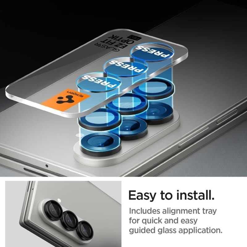 Spigen Optik Pro HD GLAS.TR EZ Fit Camera Protector 2-Pack - Lens Protector for Samsung Galaxy Z Fold 7 (2 pcs)(Black) - 9