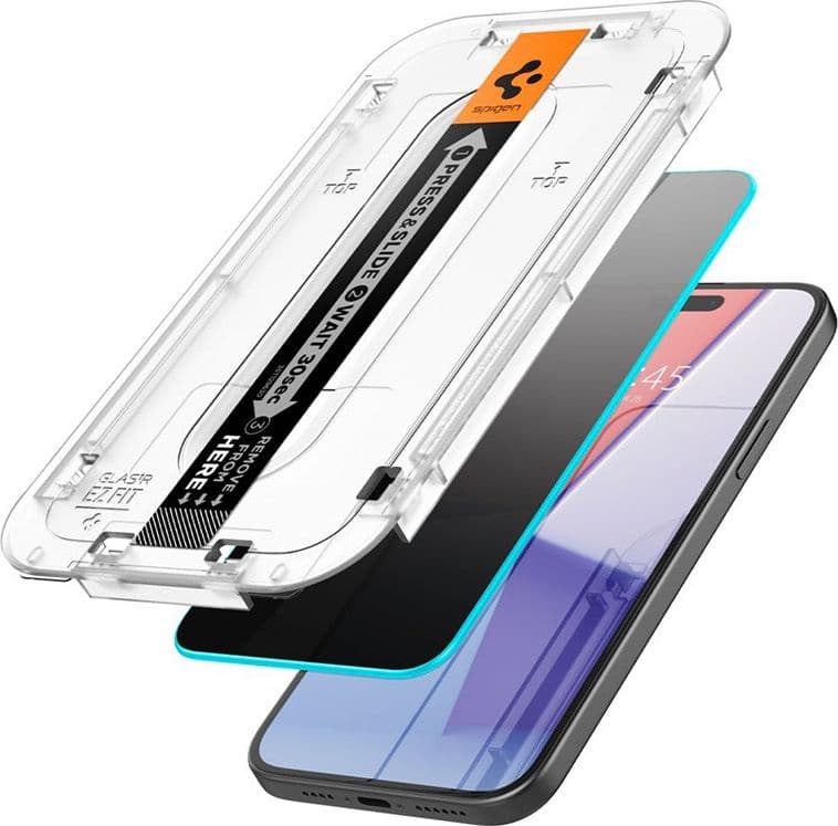 Spigen GLAS.TR EZ FIT Privacy 2-Pack - Tempered glass with privacy filter for iPhone 15 / 16 2pcs - 2