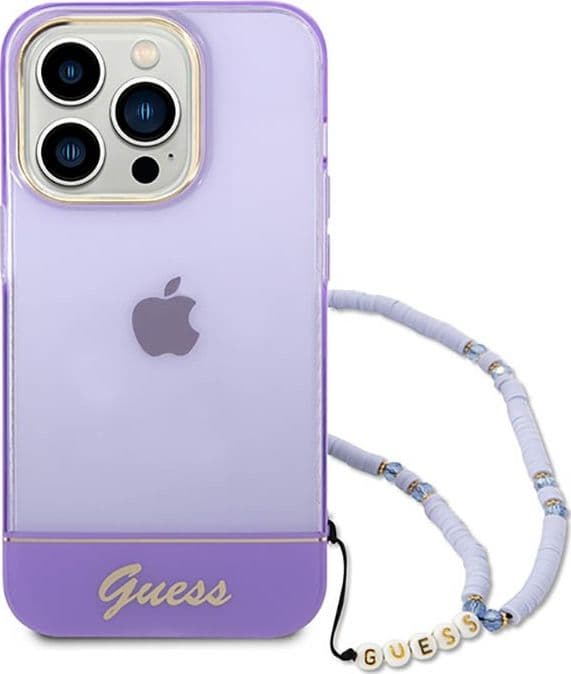 Guess Translucent Pearl Strap - Case for iPhone 14 Pro (Purple) - 2