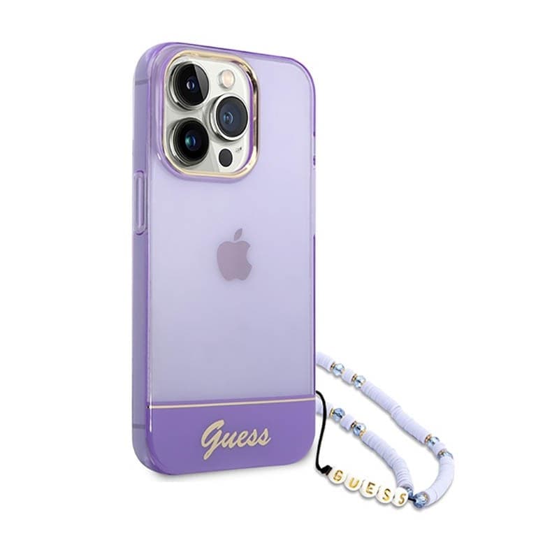 Guess Translucent Pearl Strap - Case for iPhone 14 Pro (Purple) - 3