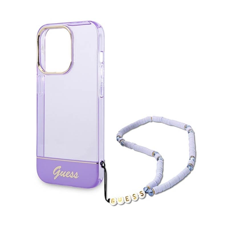 Guess Translucent Pearl Strap - Case for iPhone 14 Pro (Purple) - 5