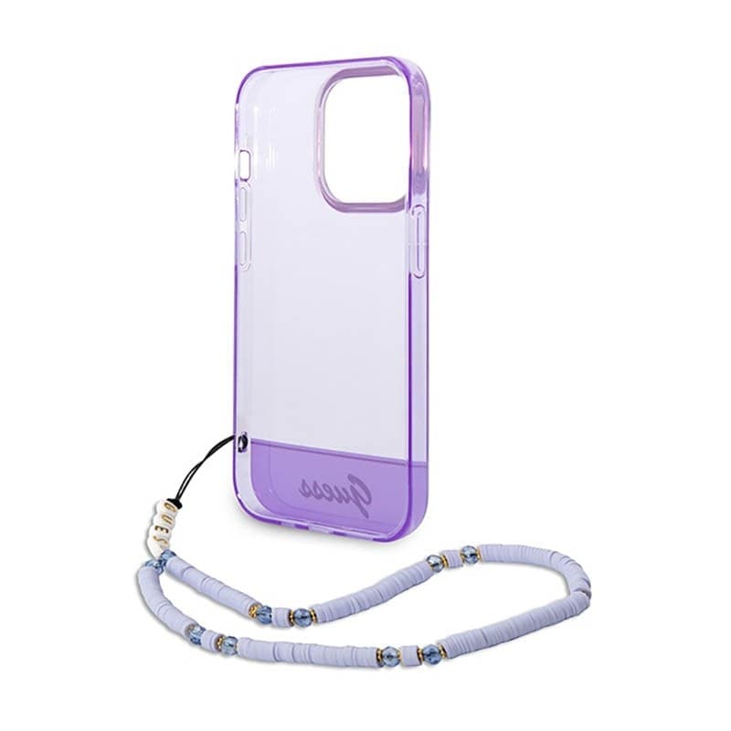 Guess Translucent Pearl Strap - Case for iPhone 14 Pro (Purple) - 6
