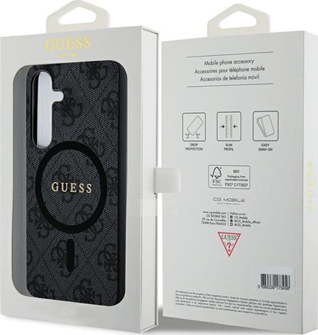 Guess 4G Collection Leather Metal Logo MagSafe - Case for Samsung Galaxy S24 (black) - 8