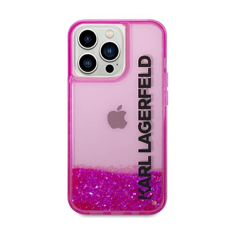 Karl Lagerfeld Liquid Glitter Translucent Elongated Logo Case - Case for iPhone 14 Pro Max (Pink) - 3