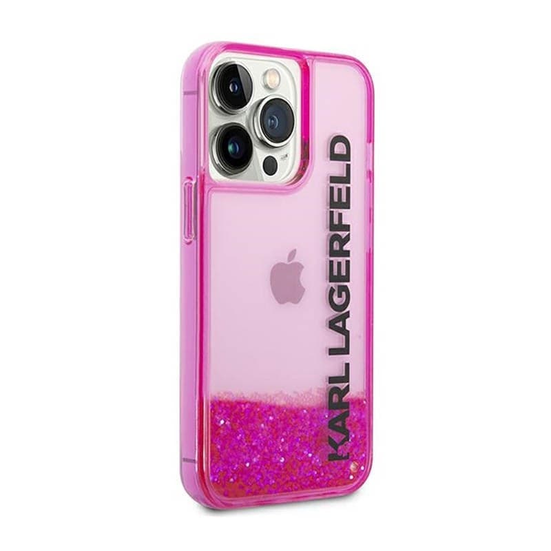 Karl Lagerfeld Liquid Glitter Translucent Elongated Logo Case - Case for iPhone 14 Pro Max (Pink) - 4