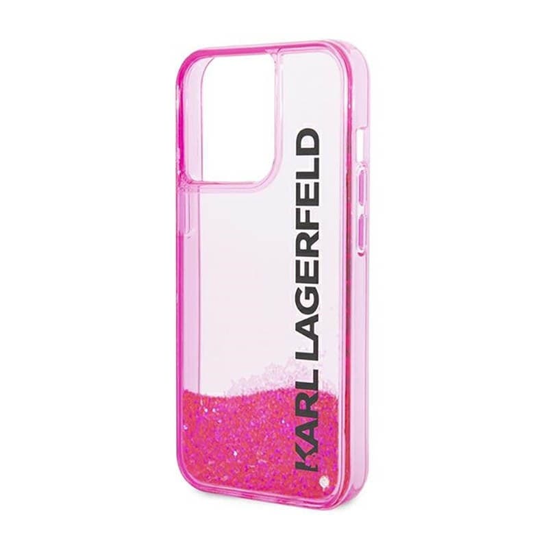 Karl Lagerfeld Liquid Glitter Translucent Elongated Logo Case - Case for iPhone 14 Pro Max (Pink) - 6