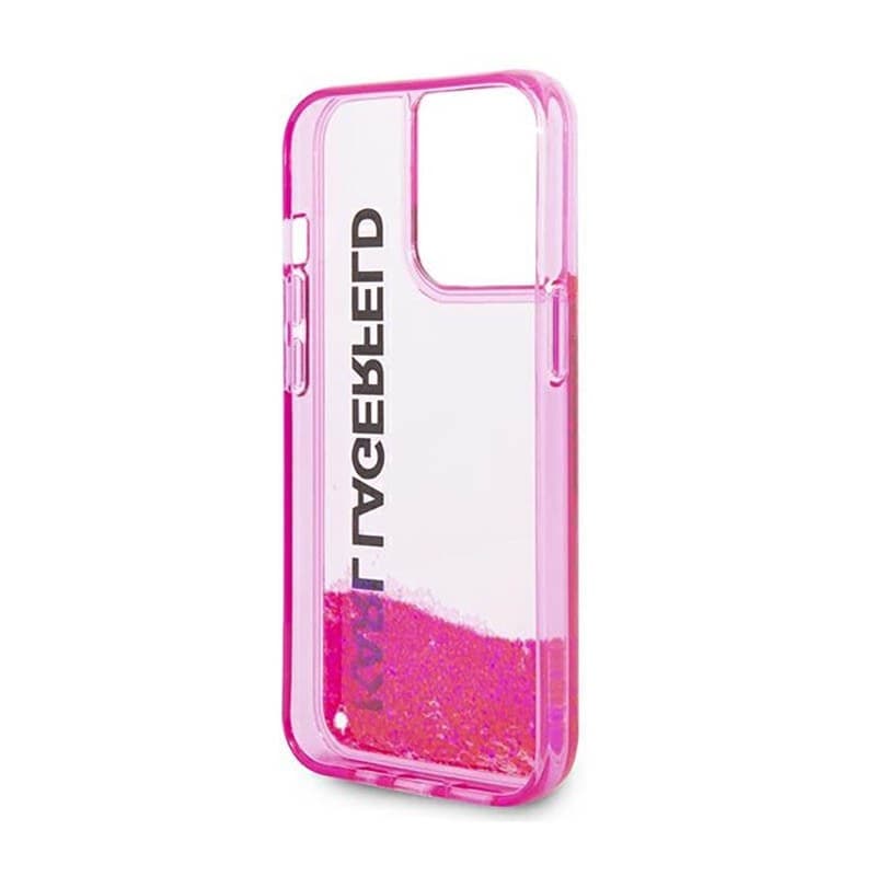 Karl Lagerfeld Liquid Glitter Translucent Elongated Logo Case - Case for iPhone 14 Pro Max (Pink) - 7