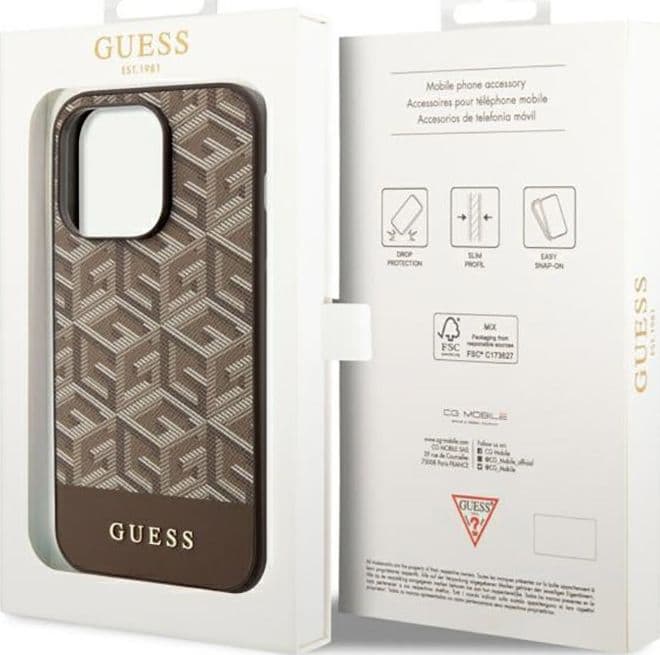 Guess GCube Stripes MagSafe - Case for iPhone 14 Pro (Brown) - 8